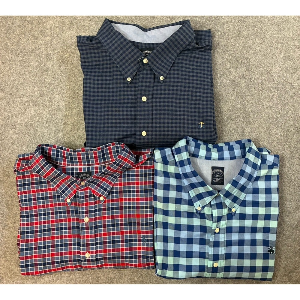 Brooks Brothers Mens 4XLT Long Sleeve Button Down Polo Shirt Non Iron Lot of 3